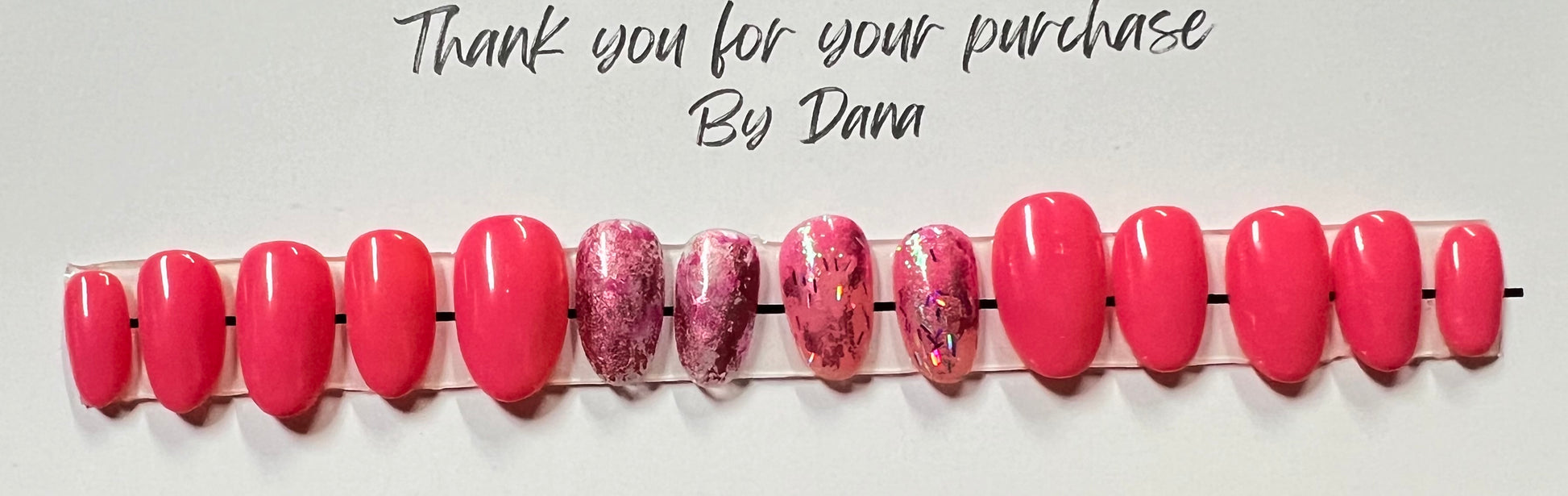 Size small, natural round with pink gel polish and four accent nails for fun.